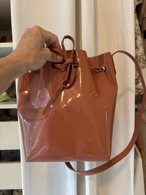Mansur Gavriel Patent Leather Drawstring Bucket Bag crossbody